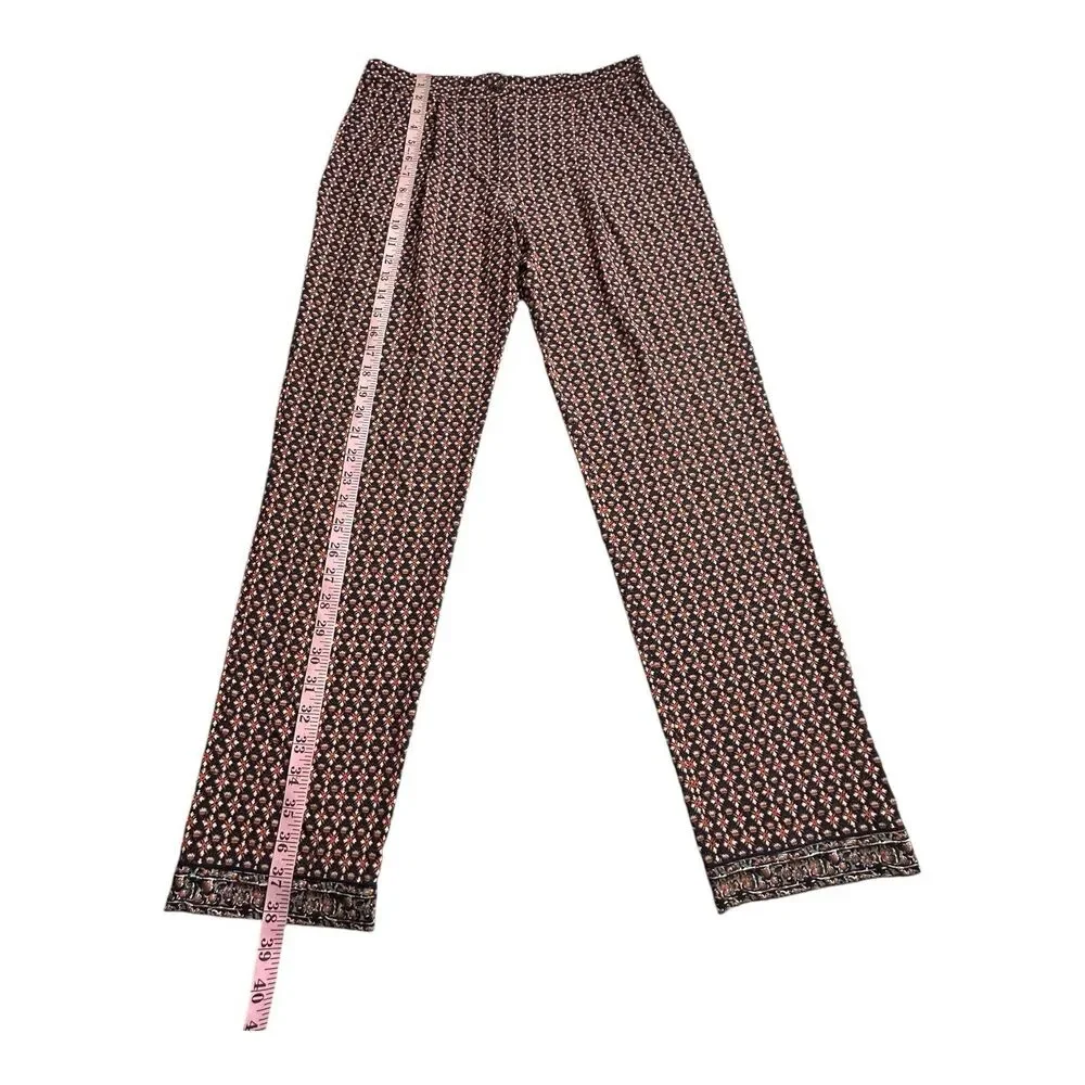 Tory Burch Women's Size 4 Elastic Waist Silk Summer Pants Floral Multicolor‎